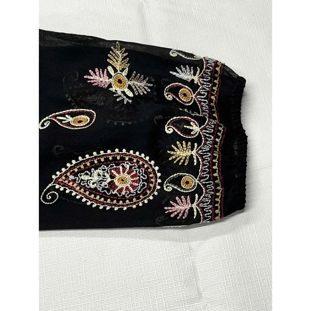 V Cristina Black‎ Sheer Paisley Embroidered Tunic Long Sleeve Top Womens XL - Picture 11 of 11